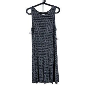 Old Navy Swing Dress L Womens Black White Sleeveless Geometric Diamond Rayon